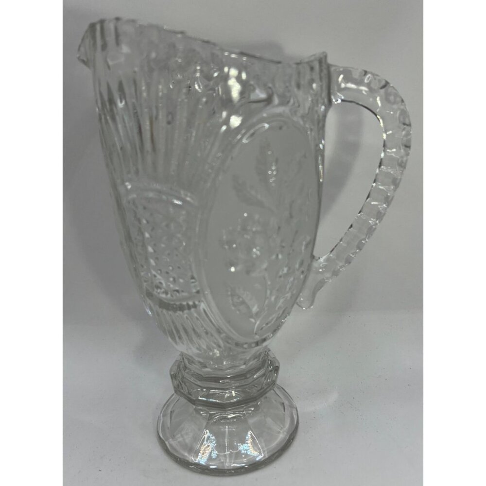 Vtg Zajecar 24% Lead Crystal Embossed Floral 24 oz Pitcher